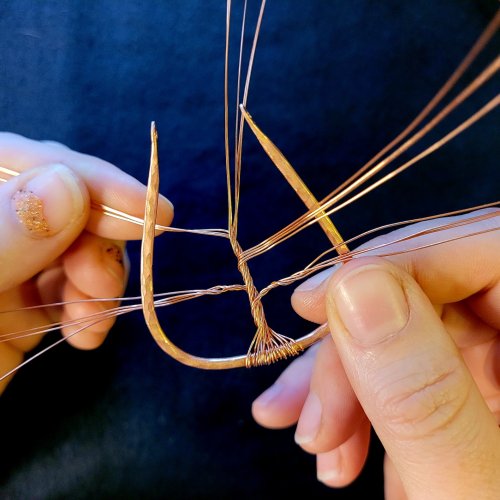 Jennifer Brooks's Rainbow Autumn Tree Earrings - , Contemporary Wire Jewelry, Dapping, Dapping Jewelry, How To Punch Holes, Hole Punching, Punch A Hole, Lashing, Wire Lashing, , tree of life earrings